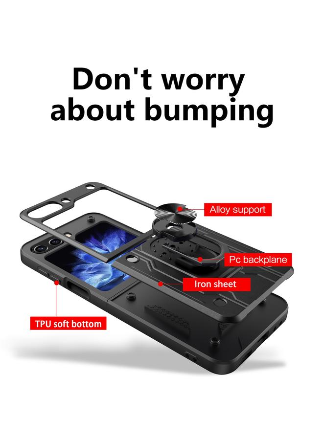 اس-توب جراب لهاتف Samsung Galaxy Z Flip6 مزود بحامل مغناطيسي من مادة TPU+PC - Image 3