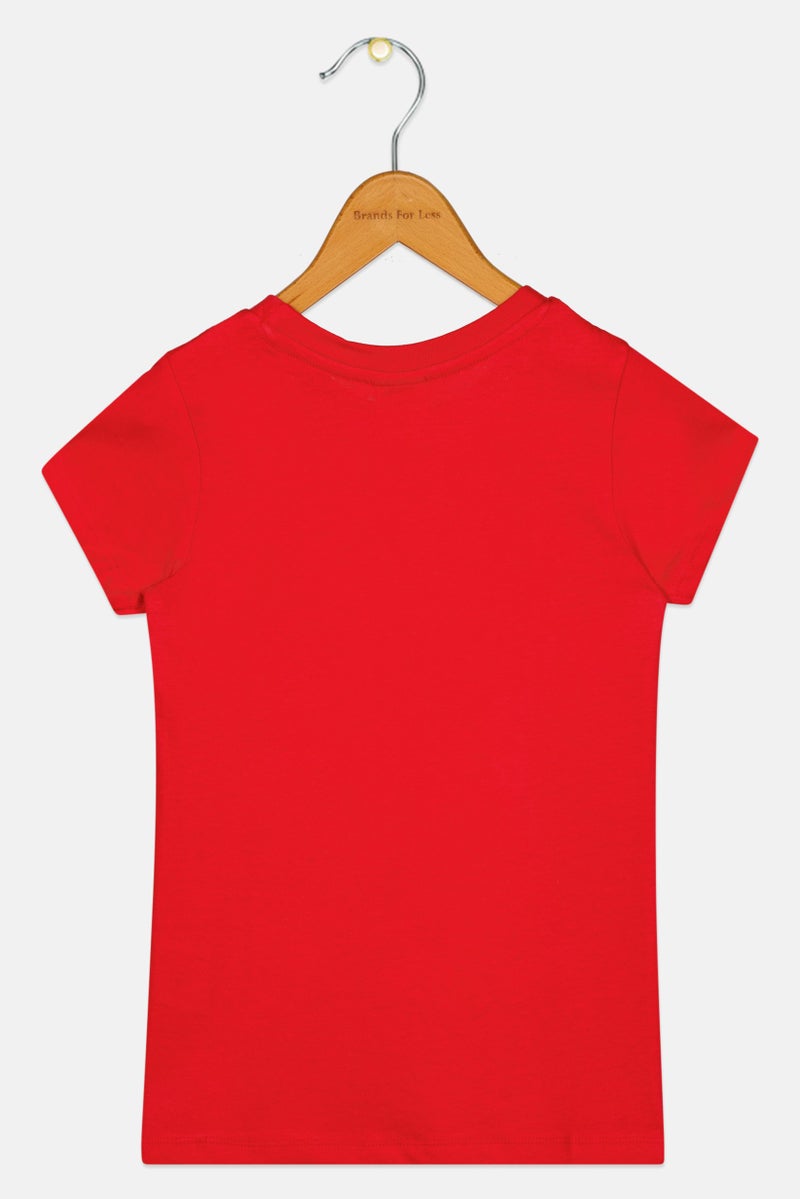 Disney Toddlers Girl Crew Neck Short Sleeve Mickey Minnie Print T-Shirt, Red - Image 3