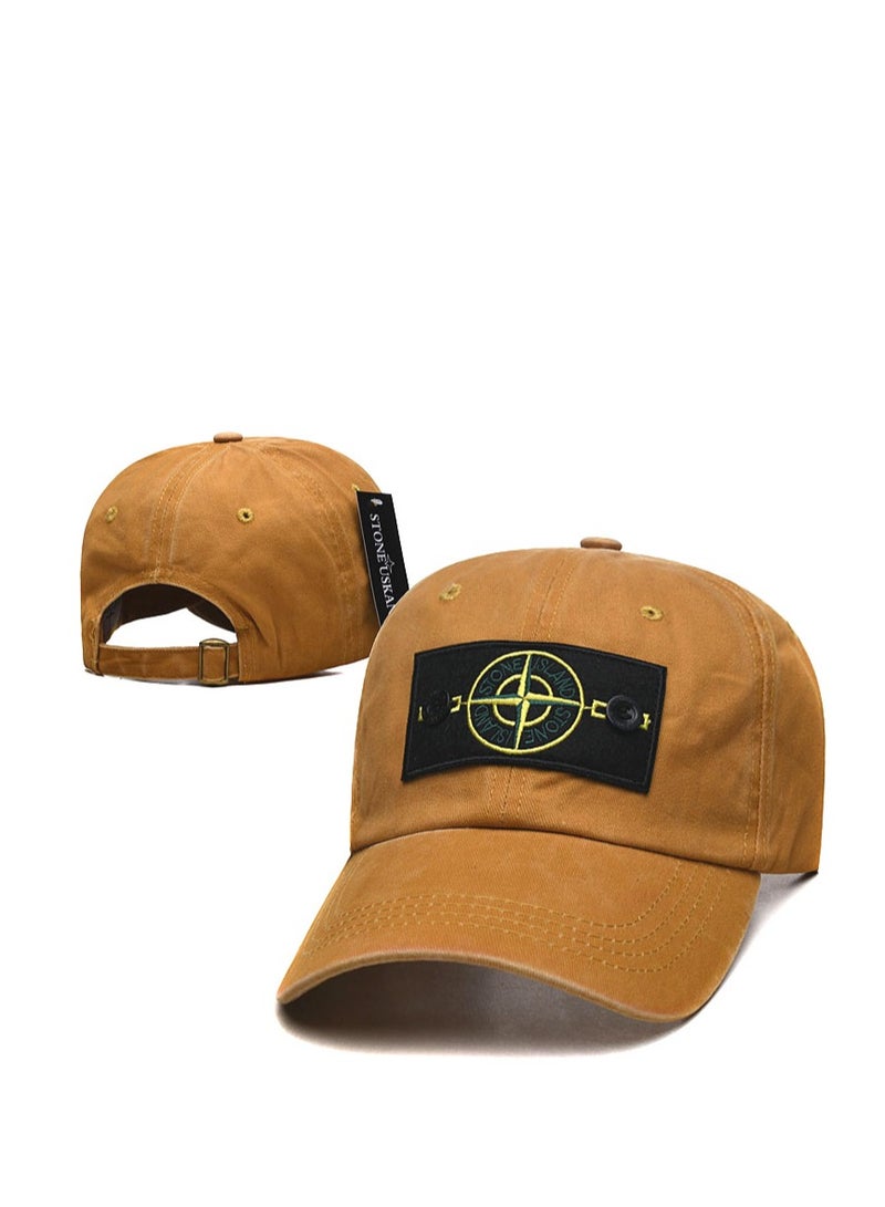Stone Island Tan Cap: Compass Patch  Branded Strap Detail