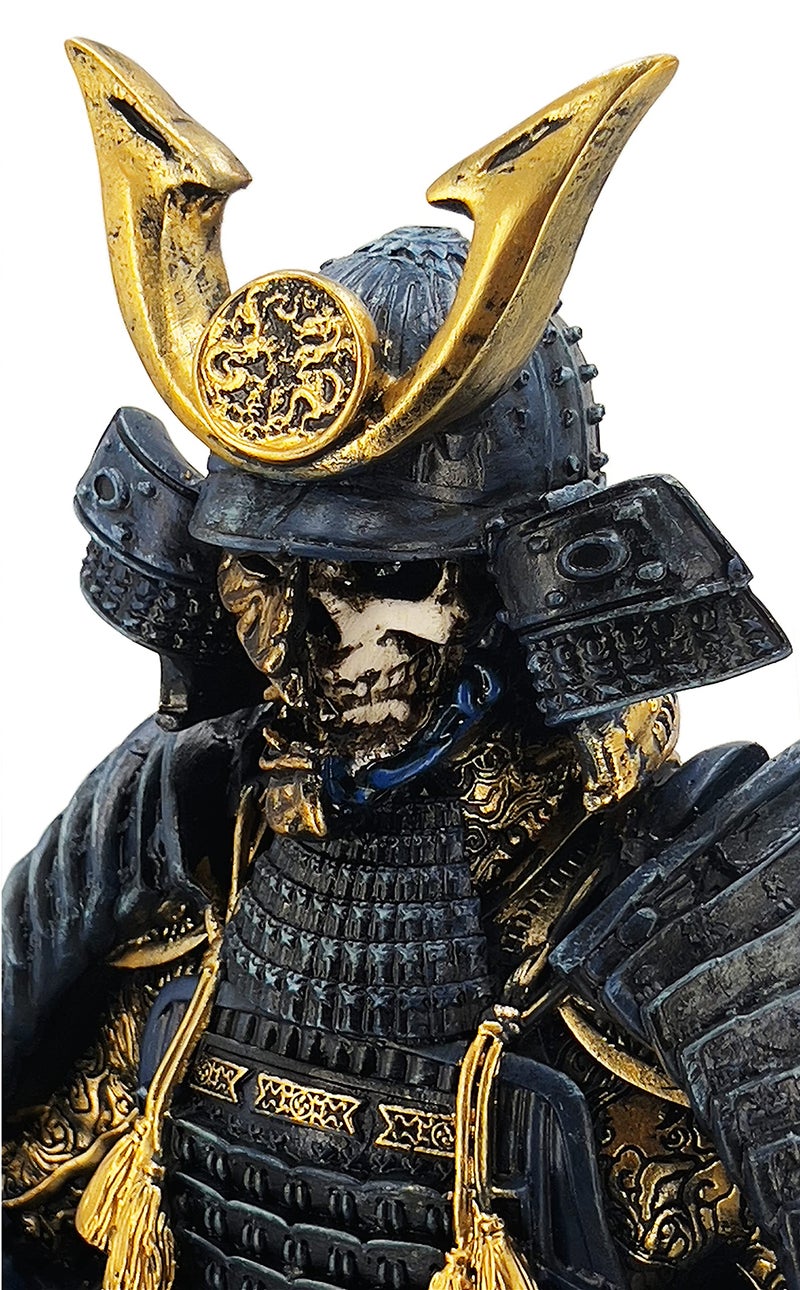 LOOYAR Medieval Ancient Samurai Undead Warrior Resin Statue Ornament Figurine Craft for Home Living Room Porch Decoration Office Desk Desktop Table Arrangement Gift (Blue) - Image 4
