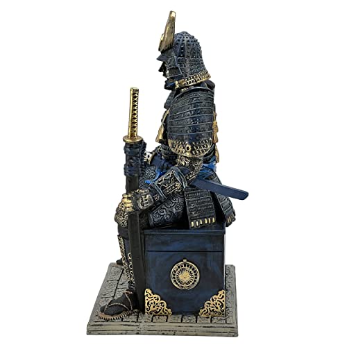 LOOYAR Medieval Ancient Samurai Undead Warrior Resin Statue Ornament Figurine Craft for Home Living Room Porch Decoration Office Desk Desktop Table Arrangement Gift (Blue) - Image 5