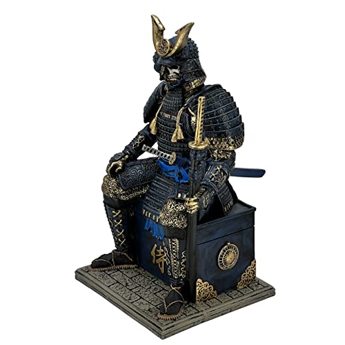 LOOYAR Medieval Ancient Samurai Undead Warrior Resin Statue Ornament Figurine Craft for Home Living Room Porch Decoration Office Desk Desktop Table Arrangement Gift (Blue) - Image 3