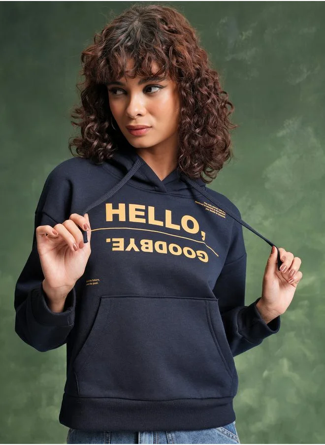 Tokyo Talkies Slogan Print Regular Fit Hoodie