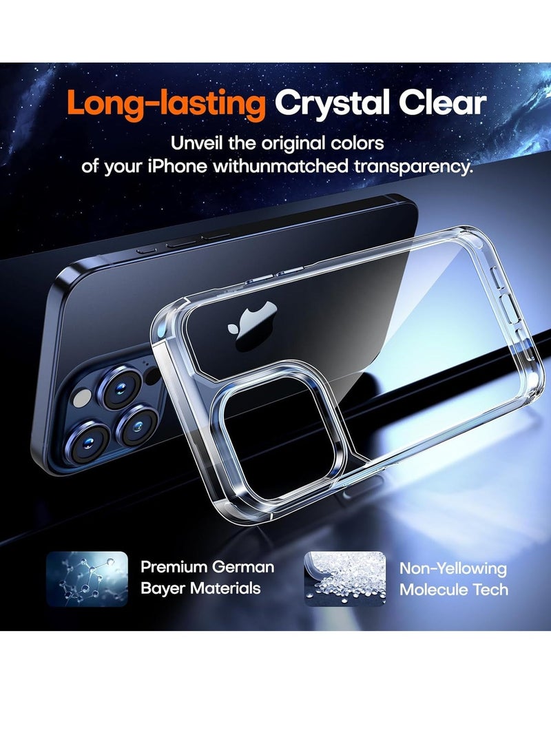 JAJEEK iPhone 15 Pro Max Case, [5 in 1] 1X Clear Case [Not-Yellowing] with 2X Tempered Glass Screen Protector + 2X Camera Lens Protector, [Militarized Drop Defense] Slim Phone Case 6.7 inch, Clear - Image 4