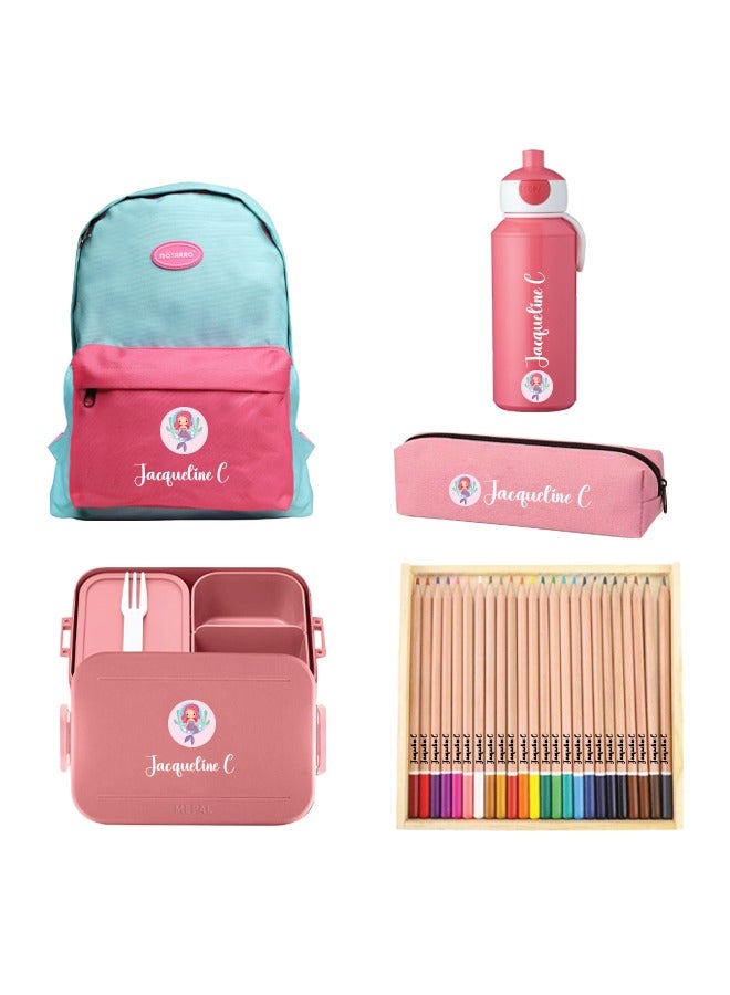 Share the Love 5 Pieces Back To School Bundle - Personalised Backpack, water bottle,Lunch Box,pencil Case and 24 Pencils - Image 2