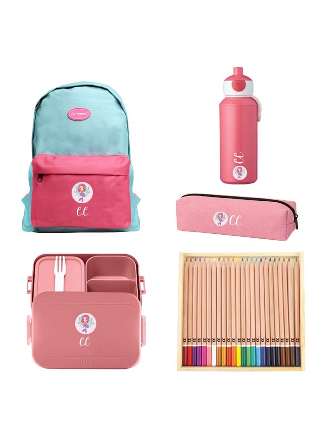 Share the Love 5 Pieces Back To School Bundle - Personalised Backpack, water bottle,Lunch Box,pencil Case and 24 Pencils - Image 3