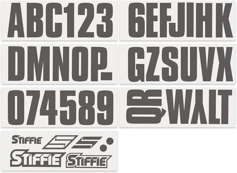Stiffie ملصقات وأرقام تعريف تسجيل أبجدية رقمية مقاس 3 بوصات من Stiffie UNILINE للقوارب والمركبات المائية الشخصية (معدن البندقية) - Image 3