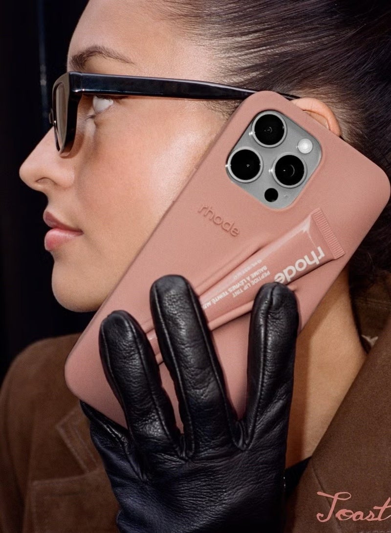rhode Silicone Lip Holder Phone Case, Stick-on Adhesive Sleeve with Lip Gloss, Back Holder for iPhone Phones (Toast) - Image 3