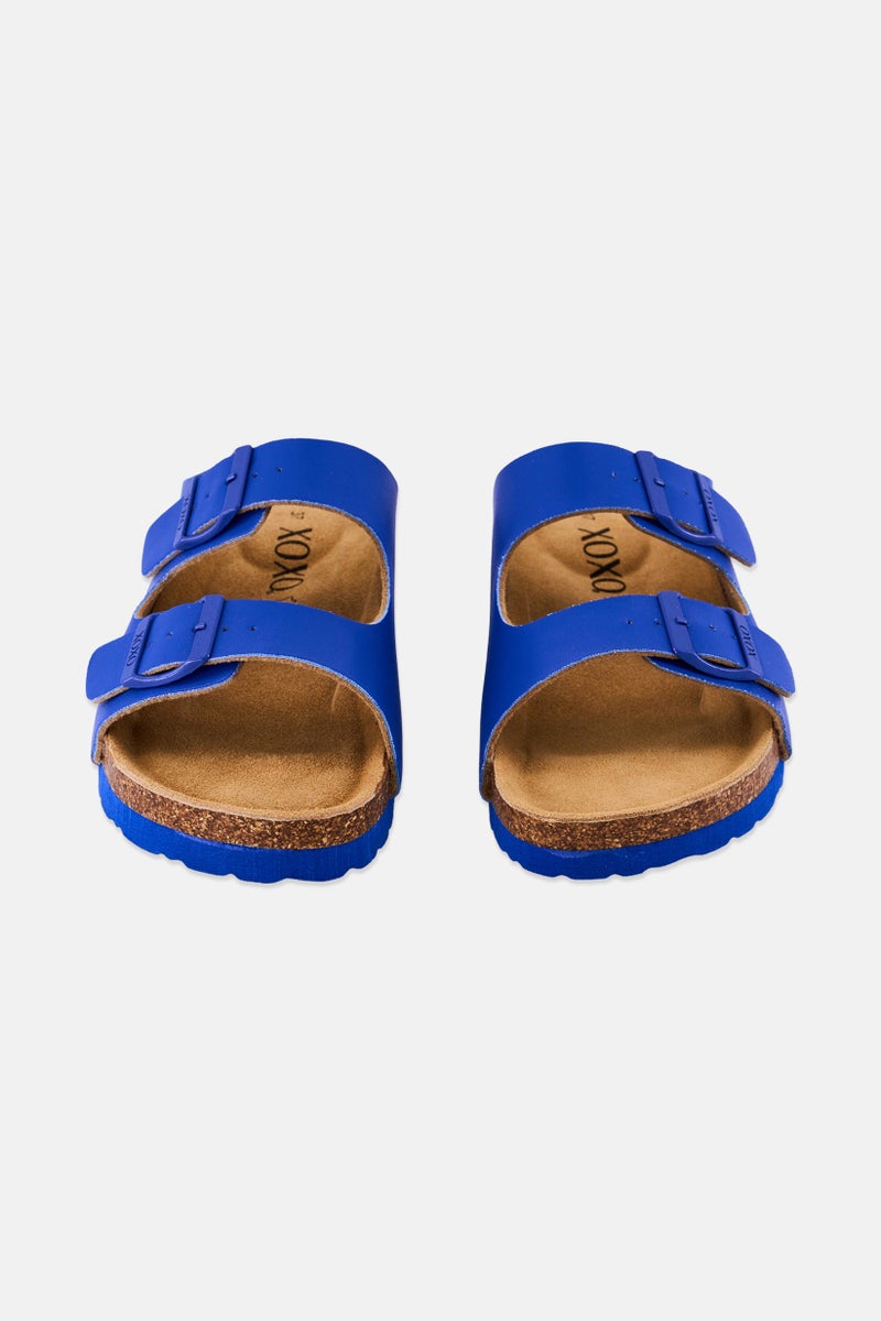XOXO Women Slip On Cork Sandals, Ultra Blue - Image 4