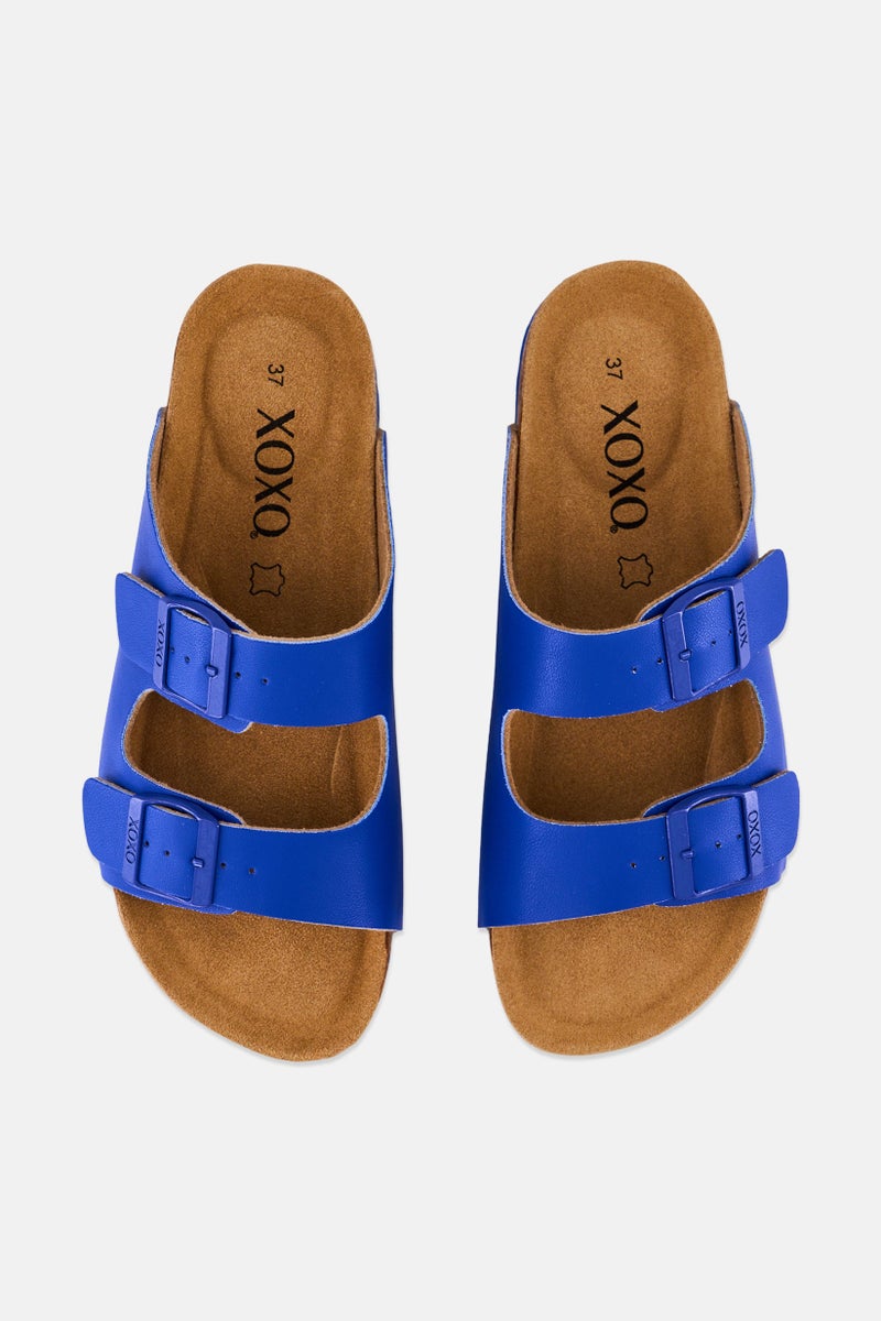 XOXO Women Slip On Cork Sandals, Ultra Blue - Image 3