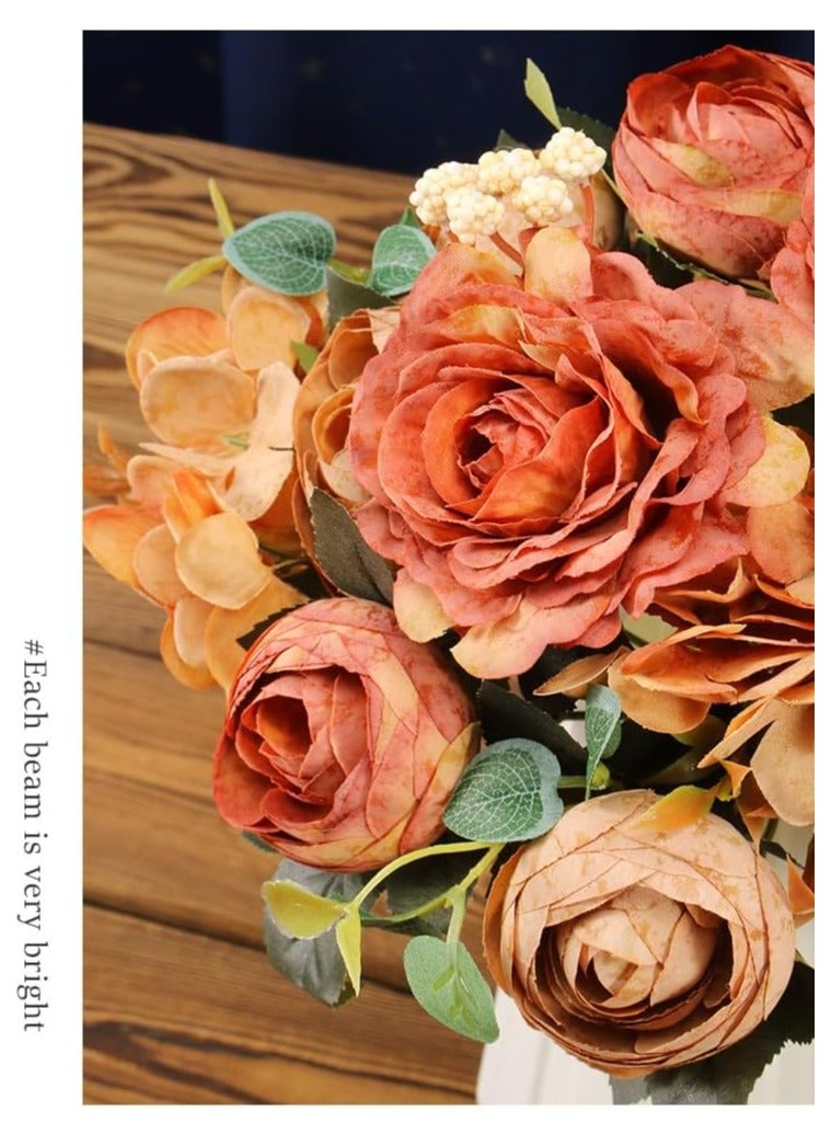NANAO AE018-6 1-Pack Fake Bouquet Artificial Hydrangea Rose Peony Flowers,Indoor Outdoor Living Room Table Desk Decoration Arrangement Bouquet,29cm(11.4") - Image 5