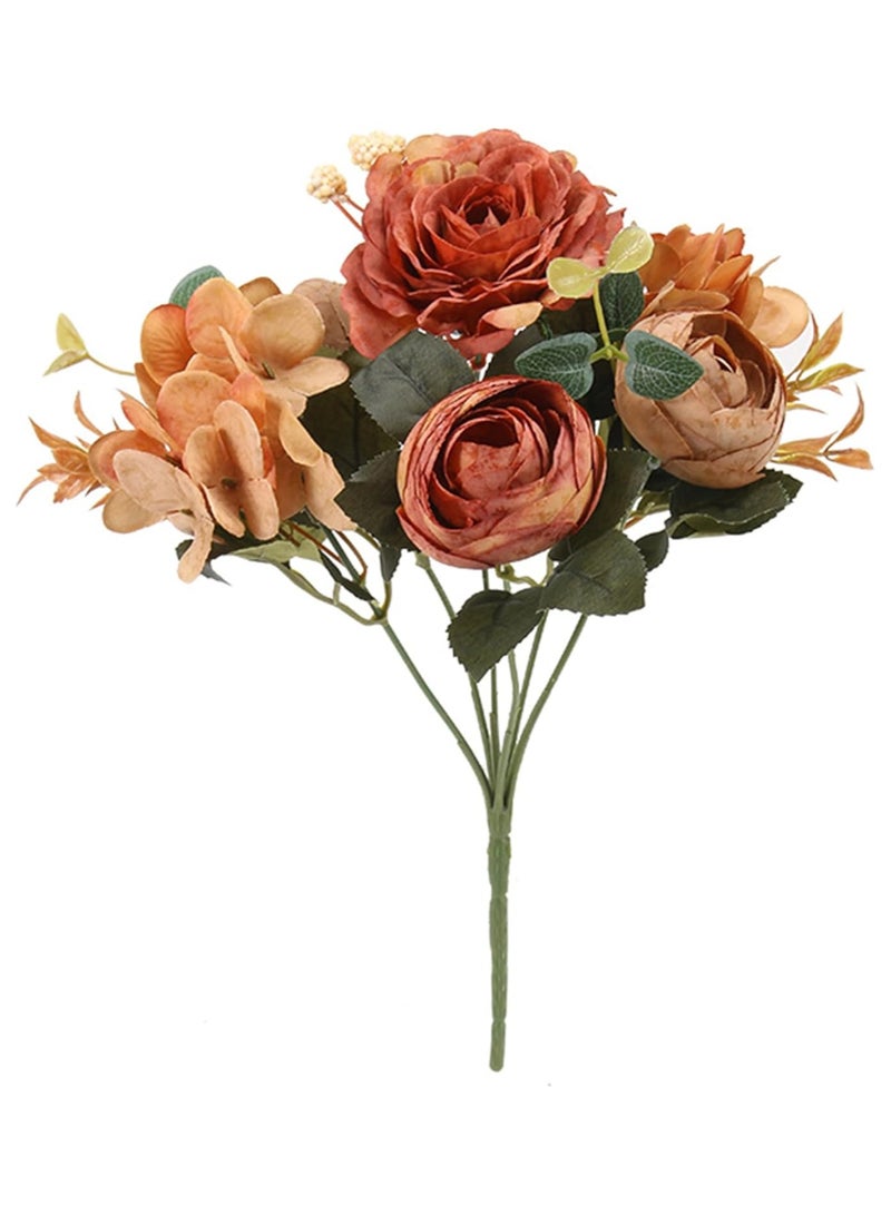 NANAO AE018-6 1-Pack Fake Bouquet Artificial Hydrangea Rose Peony Flowers,Indoor Outdoor Living Room Table Desk Decoration Arrangement Bouquet,29cm(11.4") - Image 1