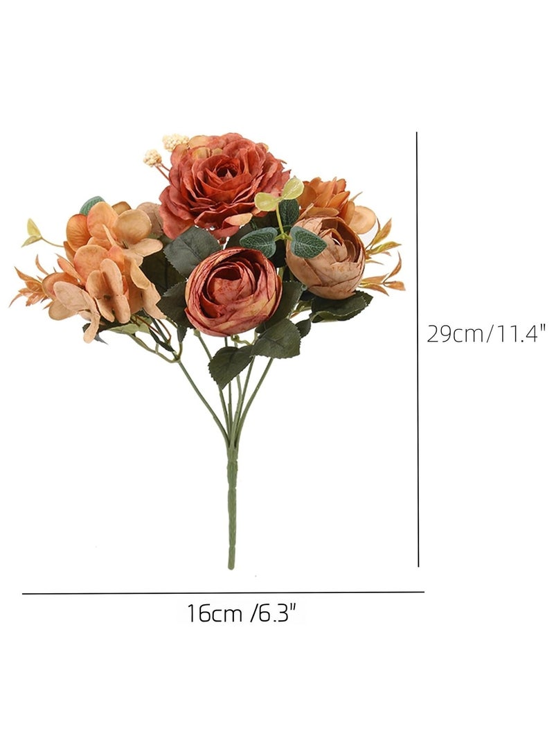 NANAO AE018-6 1-Pack Fake Bouquet Artificial Hydrangea Rose Peony Flowers,Indoor Outdoor Living Room Table Desk Decoration Arrangement Bouquet,29cm(11.4") - Image 2