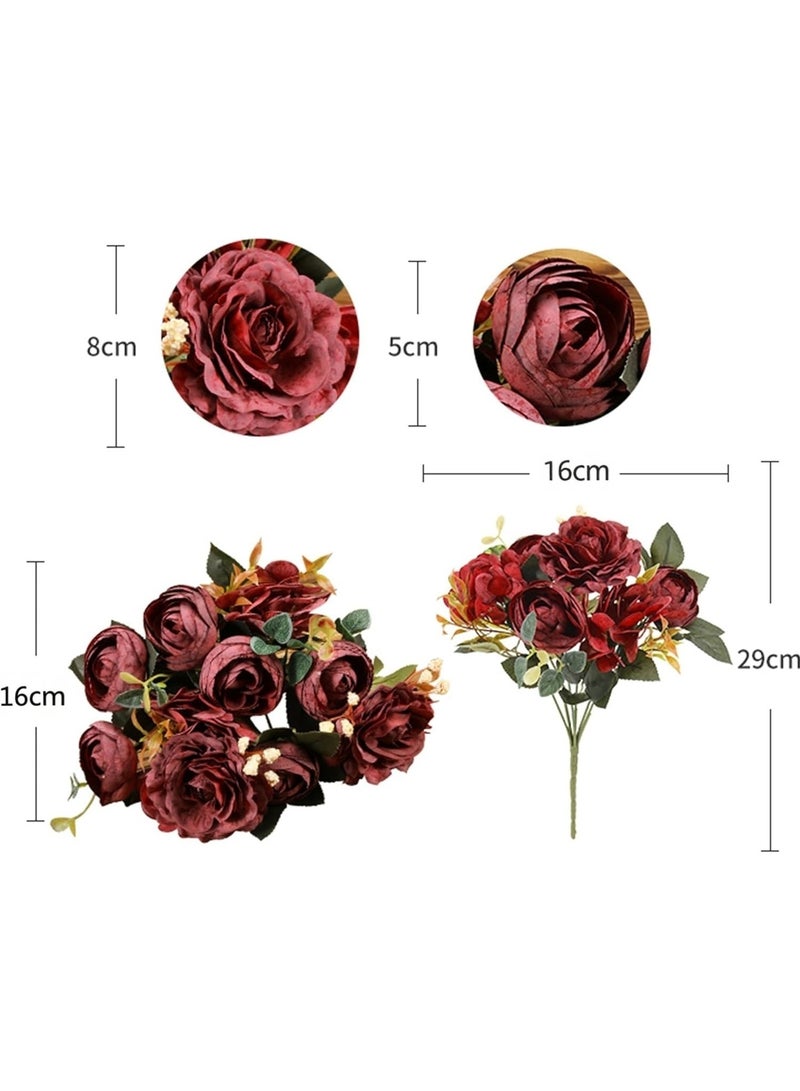 NANAO AE018-6 1-Pack Fake Bouquet Artificial Hydrangea Rose Peony Flowers,Indoor Outdoor Living Room Table Desk Decoration Arrangement Bouquet,29cm(11.4") - Image 3