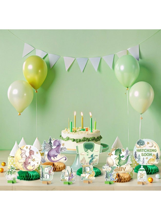 ANGOLIO 12Pcs Watercolor Dragon Letter Sign Party Honeycomb Table Centerpiece Dragon Fairy Hatching Soon Party For Baby Boys Girls Birthday Theme Party Baby Shower Table Decor Photo Props - Image 5