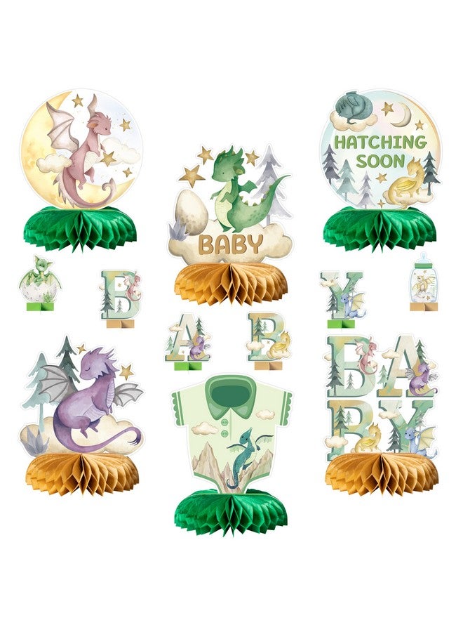 ANGOLIO 12Pcs Watercolor Dragon Letter Sign Party Honeycomb Table Centerpiece Dragon Fairy Hatching Soon Party For Baby Boys Girls Birthday Theme Party Baby Shower Table Decor Photo Props - Image 1