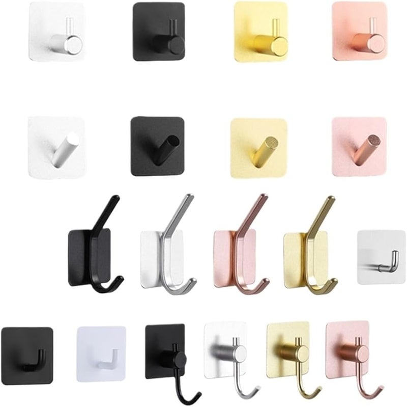 Adhesive Wall Hooks 2pcs Towel Coat Rack Bathroom Kitchen Shelf Organizer - Image 1