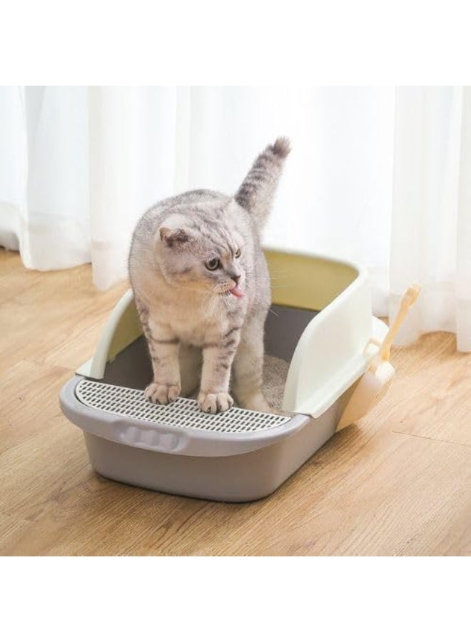 GTSOL Extra Large Cat Litter Box – High-Sided Open Top Tray with Footboard & Scoop, Semi-Enclosed Anti-Splash Design, Ideal for Big Cats, Seniors & Short-Legged Cats - Image 4