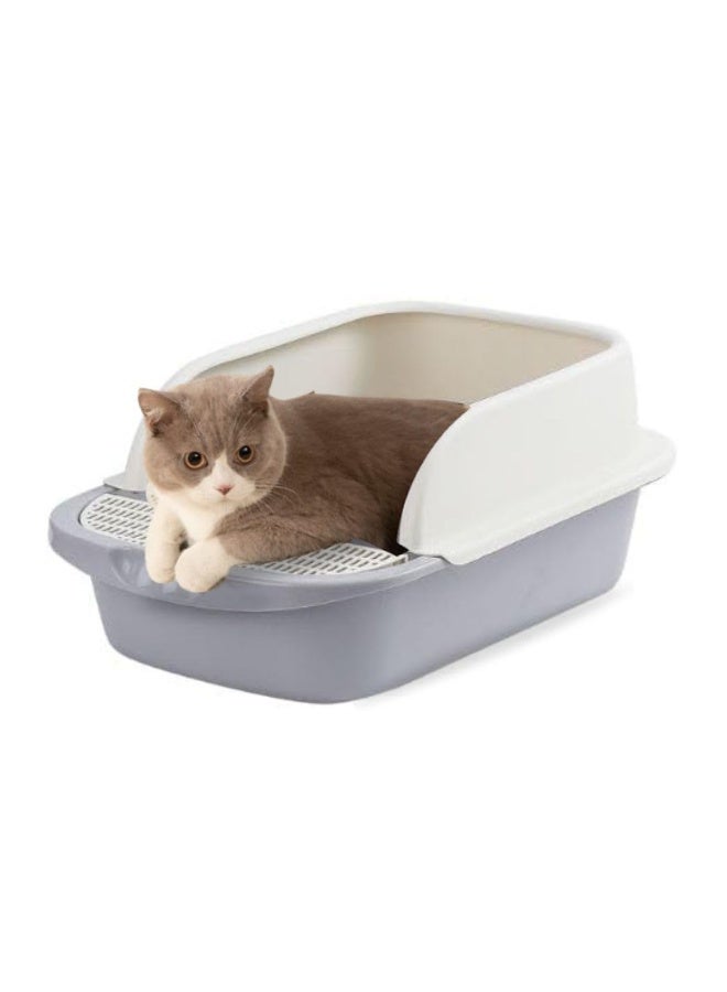 GTSOL Extra Large Cat Litter Box – High-Sided Open Top Tray with Footboard & Scoop, Semi-Enclosed Anti-Splash Design, Ideal for Big Cats, Seniors & Short-Legged Cats - Image 1