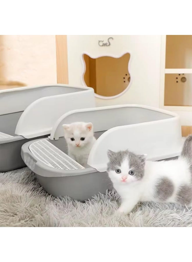 GTSOL Extra Large Cat Litter Box – High-Sided Open Top Tray with Footboard & Scoop, Semi-Enclosed Anti-Splash Design, Ideal for Big Cats, Seniors & Short-Legged Cats - Image 5