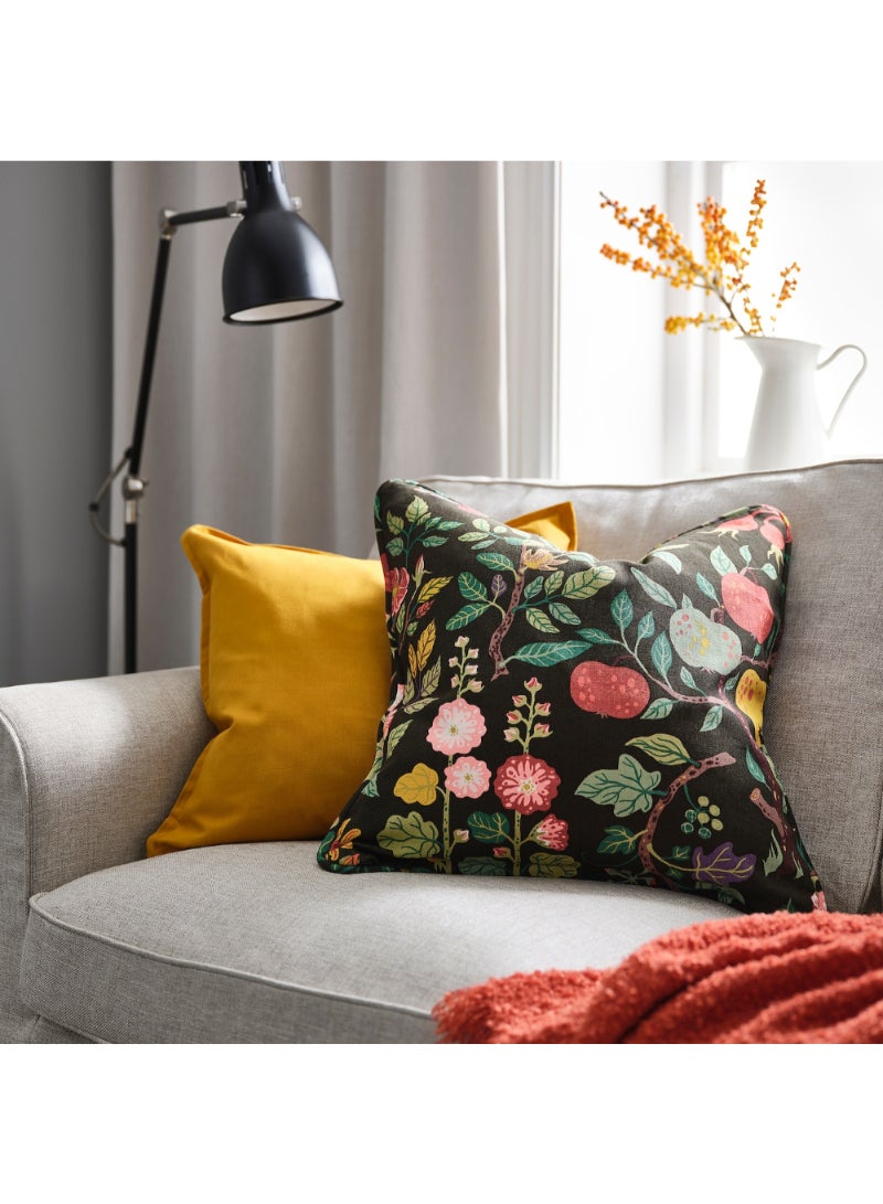 Cushion Cover Black-Green Multicolour/Floral Pattern 50X50 Cm - Image 2