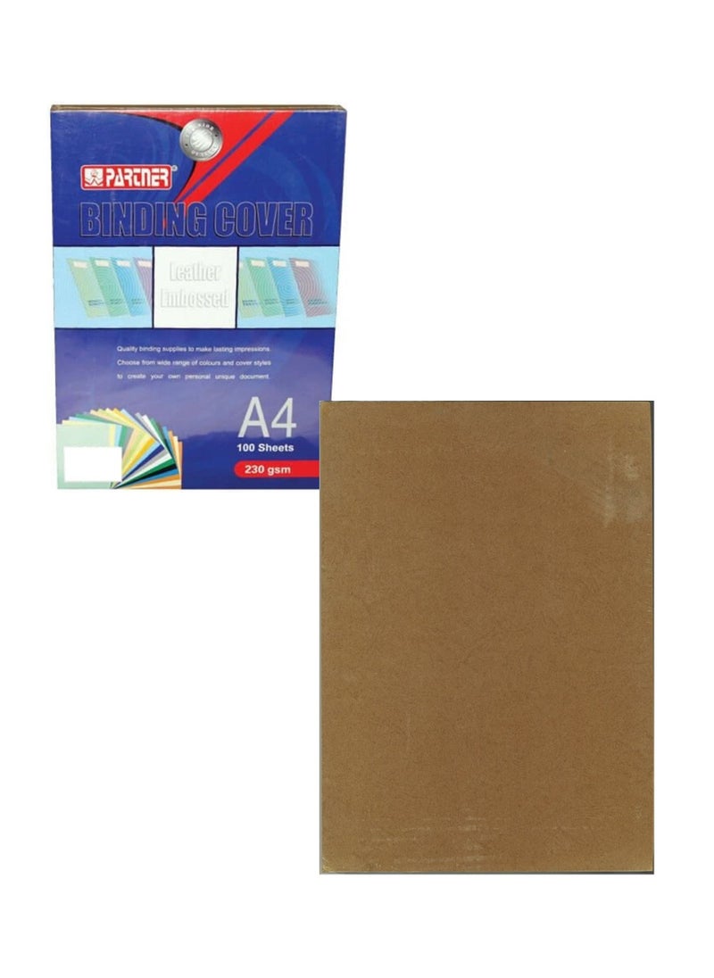 PARTNER 100-Piece A4 Size Binding Sheet Cover Brown  - Image 1
