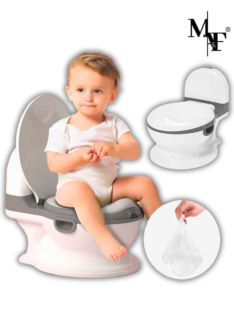 M.A&F's Kid Size Potty,Realistic Potty Training Toilet Looks and Feels Like an Adult Toilet - Potty Training Seat for Toddlers & Kids – Easy to Empty and Clean, White/Gray - Image 1