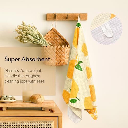 Eulnars Kitchen Towels 18 x 30 Dish Towels Microfiber Tea Towels for Kitchen Drying Superior Absorbency Lemon Cherry Series 2Pack - Image 3