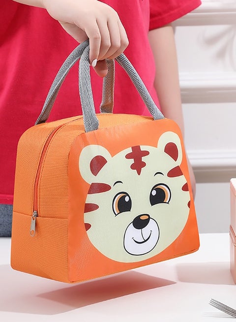 حقيبة غداء مطبوعة على شكل حيوانات كرتونية معزولة ومبردة على شكل نمر