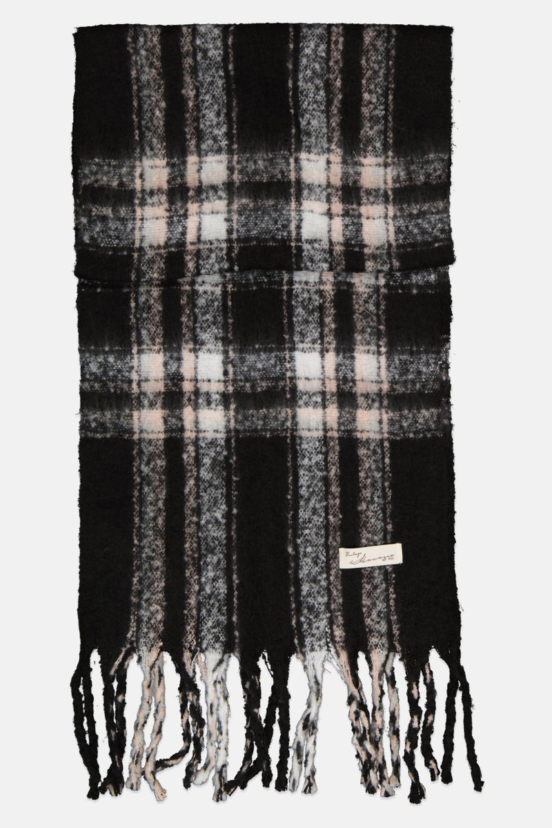 Vintage Havana Women Plaid Knitted Scarves 208  L x 45 W cm, Multicolor  - Image 2