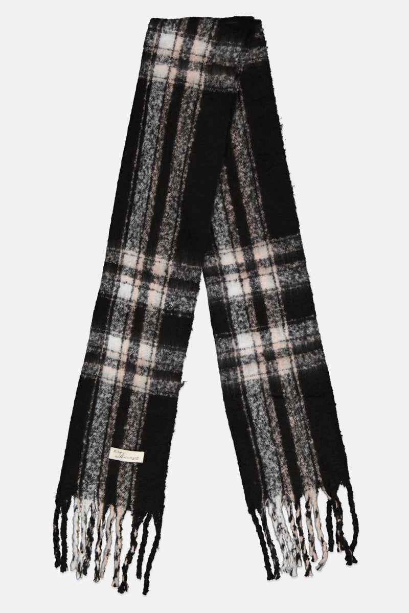 Vintage Havana Women Plaid Knitted Scarves 208  L x 45 W cm, Multicolor  - Image 1