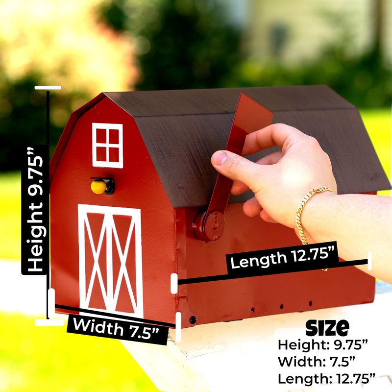 Made Easy Kit Metal Mailbox Animal Design - Fast Straight Forward Post Mounting Bracket Install - Durable All Weather Rust Resistant - Letters, Mail, Small Packages (Standard, Red Farm House) - Image 2