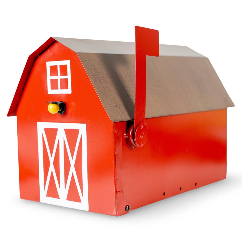 Made Easy Kit Metal Mailbox Animal Design - Fast Straight Forward Post Mounting Bracket Install - Durable All Weather Rust Resistant - Letters, Mail, Small Packages (Standard, Red Farm House) - Image 1