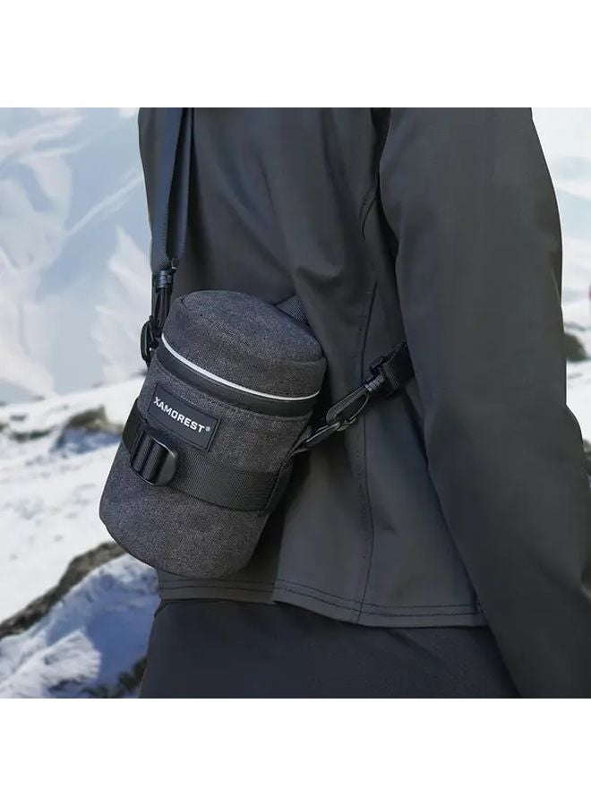 Thick Canvas Camera Lens Case Black L Durable Polyester Wrap Pouch Multiple Sizes - Image 2