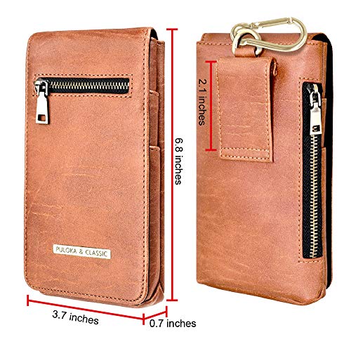 PULOKA Universal Mobile PU Leather Holster Pouch Belt Loop Carry Two Phone Upto 6.5 inch and Cash Card ID Proof and Accessories Perfect for Travel Companion – Brown - Image 4