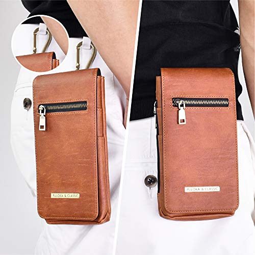PULOKA Universal Mobile PU Leather Holster Pouch Belt Loop Carry Two Phone Upto 6.5 inch and Cash Card ID Proof and Accessories Perfect for Travel Companion – Brown - Image 5
