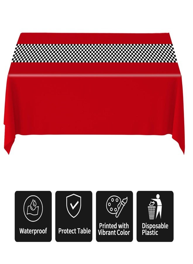 Giloner 2PCS Race Car Birthday Party Decorations, Red and White Checkered Tablecloth Race Car Table Cloth for Kids Boys Car Themed Party Table Decorations. 54 X 108 Inch(Red) (A-Red) - Image 3