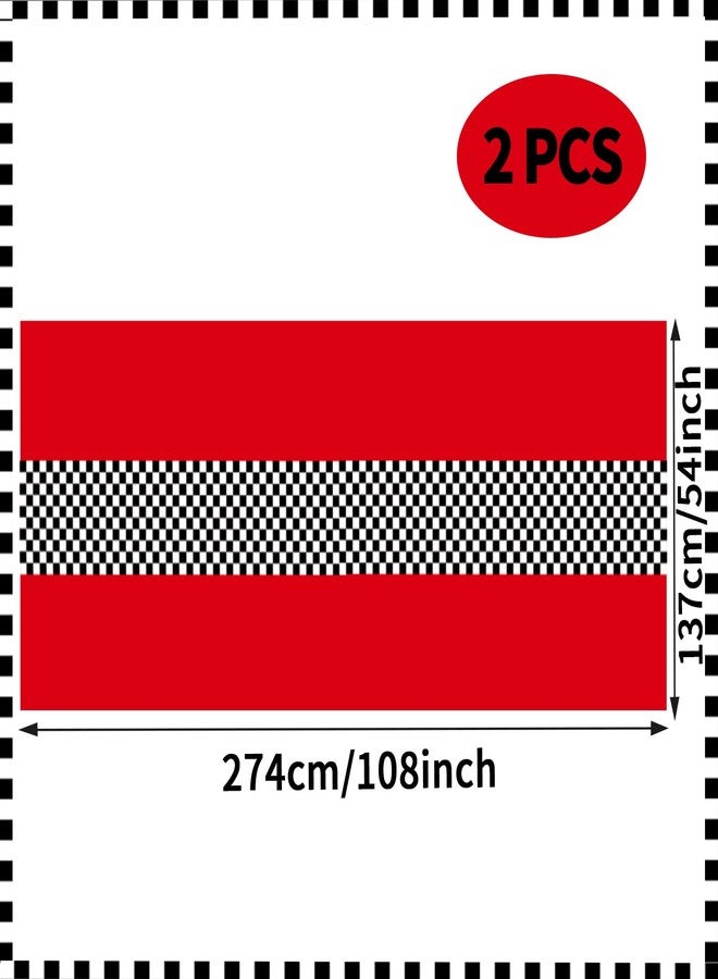 Giloner 2PCS Race Car Birthday Party Decorations, Red and White Checkered Tablecloth Race Car Table Cloth for Kids Boys Car Themed Party Table Decorations. 54 X 108 Inch(Red) (A-Red) - Image 2