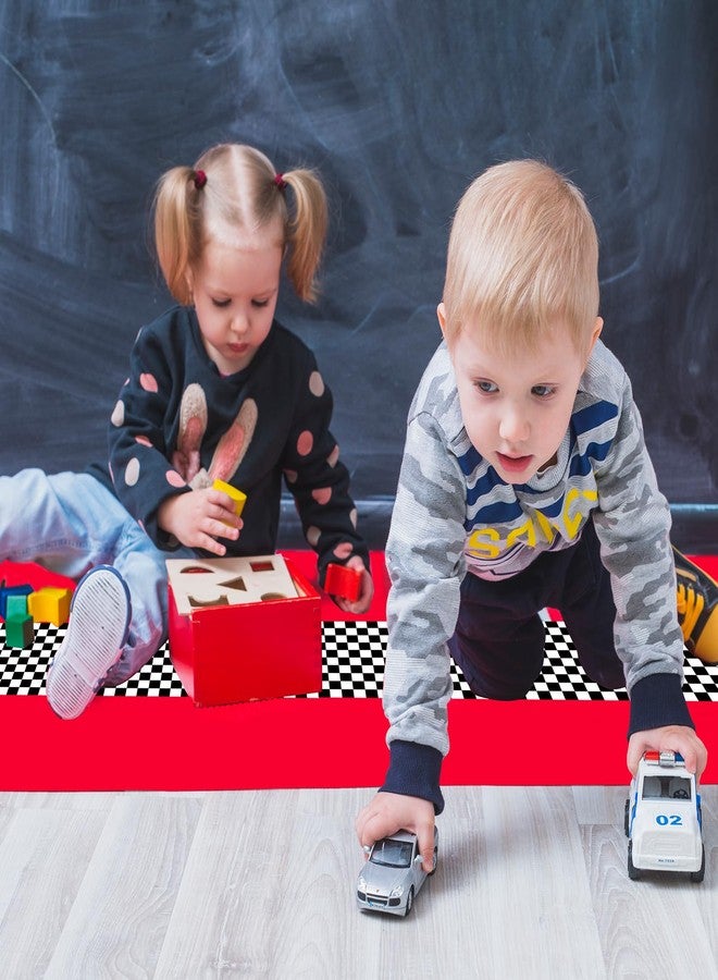 Giloner 2PCS Race Car Birthday Party Decorations, Red and White Checkered Tablecloth Race Car Table Cloth for Kids Boys Car Themed Party Table Decorations. 54 X 108 Inch(Red) (A-Red) - Image 5