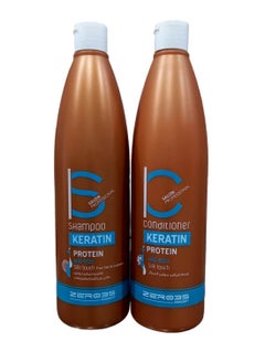 Shampoo 500 ml and Conditioner 500 ml Keratin And Brotein Anti Frizz Silk Touch Free Salt and Sulphates