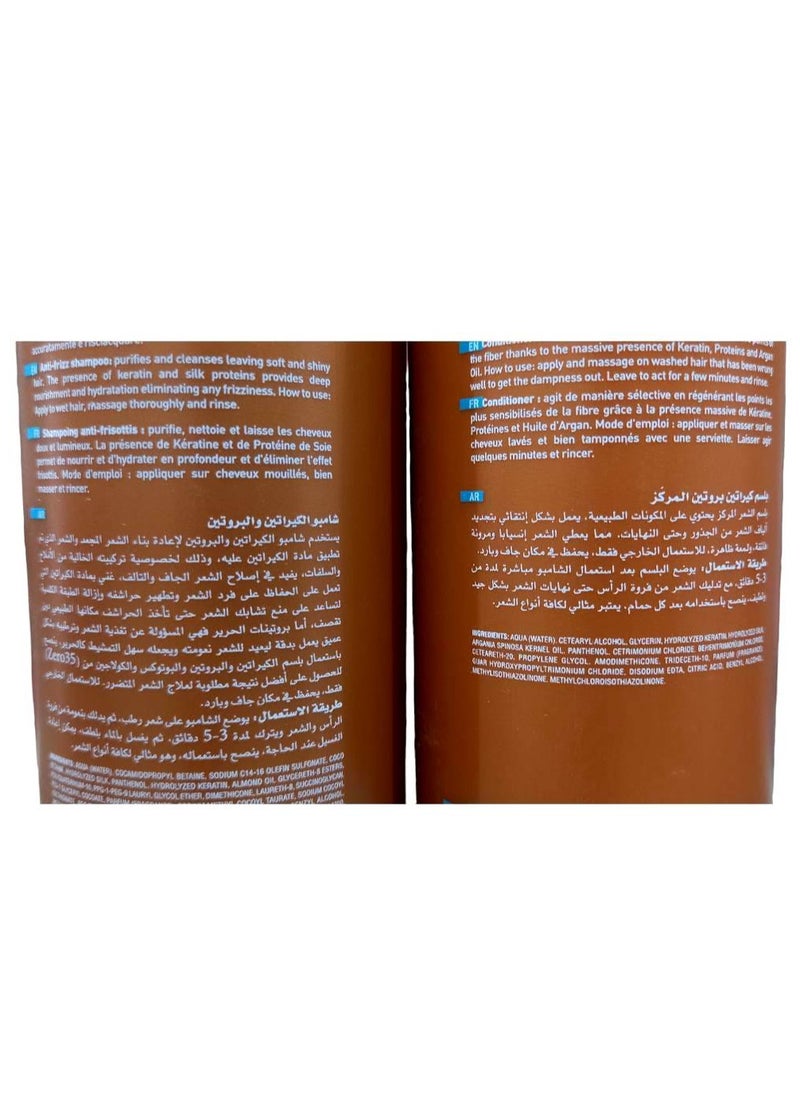 zero35 - Shampoo 500 ml and Conditioner 500 ml Keratin And Brotein Anti Frizz Silk Touch Free Salt and Sulphates - Image 1