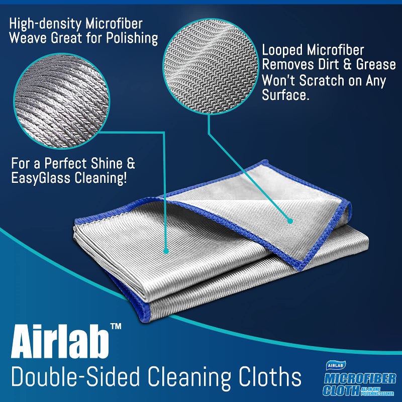 Airlab Streak Free Miracle Cleaning Cloth Easy Clean Pack of 8-12" x 16" Microfiber Dish Cloths Glass Polishing Lint Free for Kitchen Mirrors Wine Car - Image 3