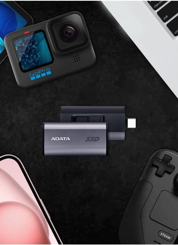 ADATA - SC750 500GB External Portable SSD USB-C 3.2 Gen 2 | High-speed Up to 1050 MB/s- | Black Titanium - Image 1
