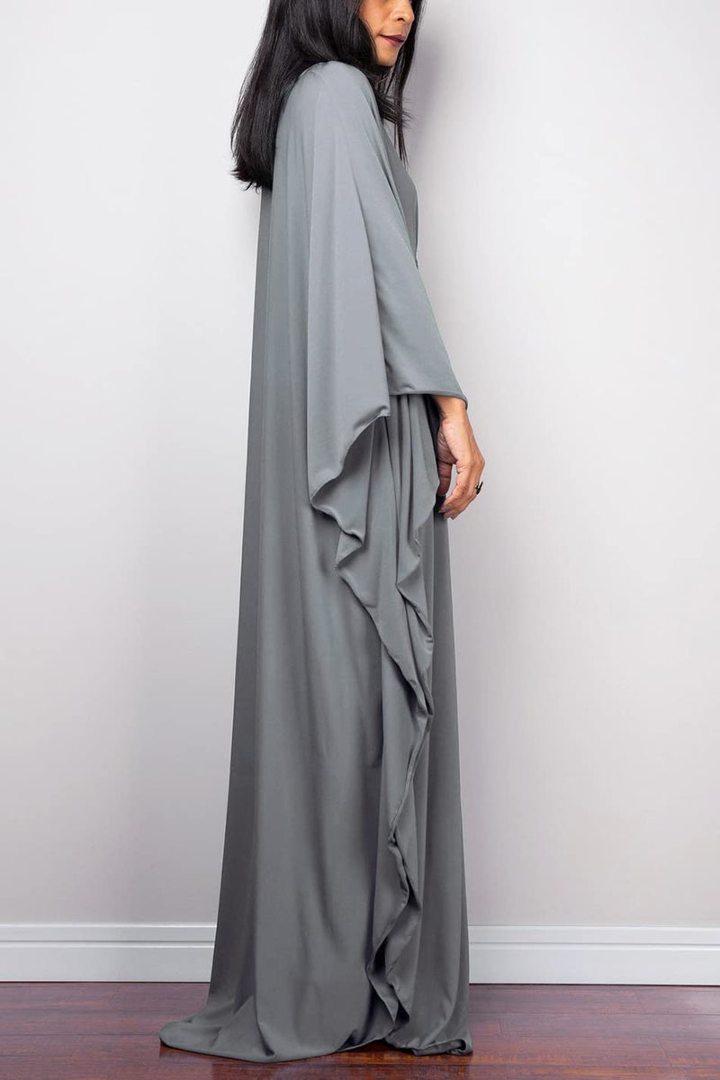 YouKD Women's Solid Color Long Kaftan Maxi Dress Pluse Size Homewear Beach Cover Up Robes - Image 3