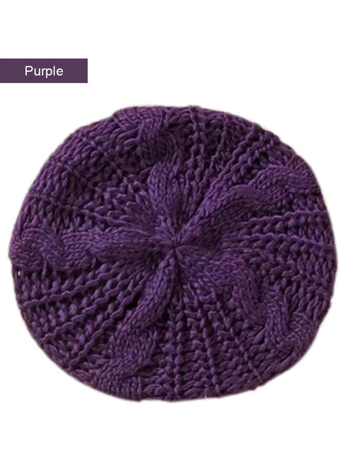 NIBEMINENT Winter Warm Women Knitted Braided Beanie Hats Wool Crochet Slouchy Beanies Lady Beret Hat Ski Cap 20.0x20.0x2.0cm  - Image 1