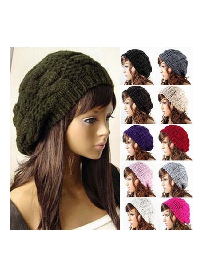 NIBEMINENT Winter Warm Women Knitted Braided Beanie Hats Wool Crochet Slouchy Beanies Lady Beret Hat Ski Cap 20.0x20.0x2.0cm  - Image 2