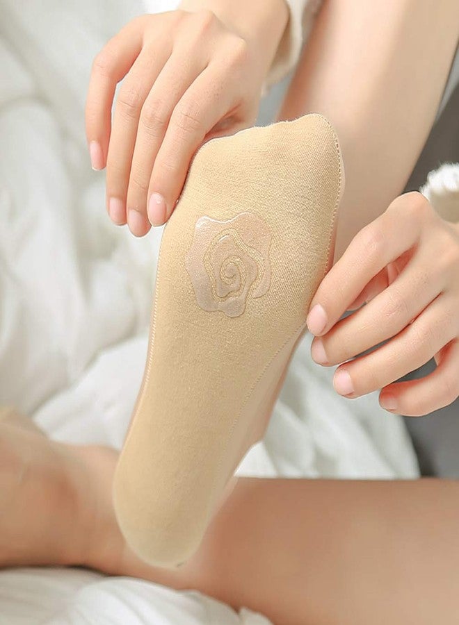 Double Couple جوارب نسائية قصيرة غير ظاهرة، 8 أزواج - جوارب نسائية قصيرة، مانعة للانزلاق، ذات بطانة رقيقة (4 سوداء و4 بلون البشرة) - Image 4