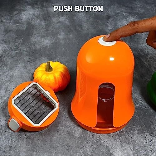 Nexellar Multifunction Manual Quick Chopper and Chipser- 7 in 1 Multifunction Vegetable Cutter Chipser Manual Quick Dicer Fruit Slicer Non-Skid Base Slicer and Cutter Grater (Multicolor). - Image 5