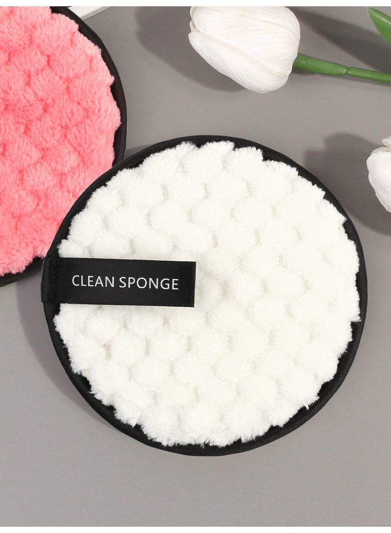 MAANGE 3pcs Makeup Remover Pads Reusable Rounds Soft Facial Cleaning Puffs Towels Double-Side Washable Make Up Removing Cloth Microfiber Multi-function(Brown, Pink, White) - Image 4