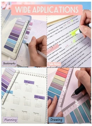 1200 PCS Sticky Tabs Set,Colorful Translucent Page Markers with a Flexible Clear Ruler, Morandi Color Index Tabs for Books, Files & Office Organization - view 5